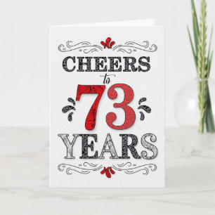 Carte 73e anniversaire Cheers en Motif noir blanc rouge
