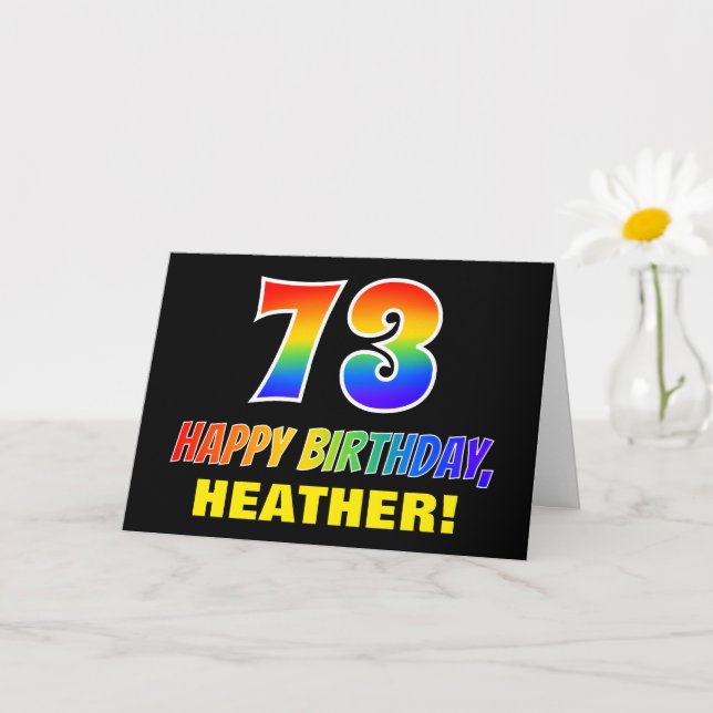 Carte 73e Anniversaire : Gras, Amusant, Simple, Arc-en-c (Petite plante)