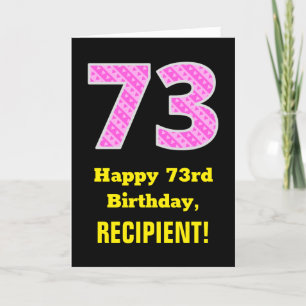 Carte 73e anniversaire : Pink Stripes and Hearts "73" + 