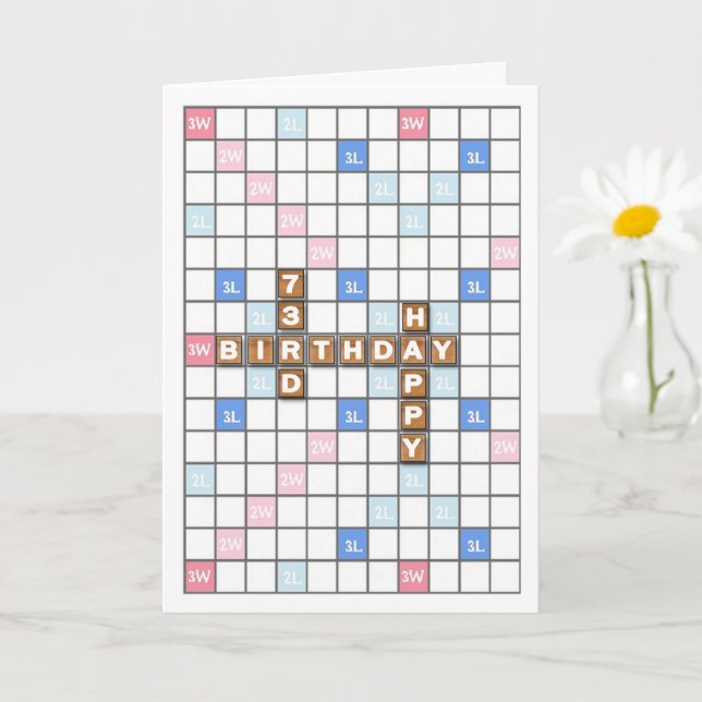 Carte 73e anniversaire, Word Game Board (Petite plante)