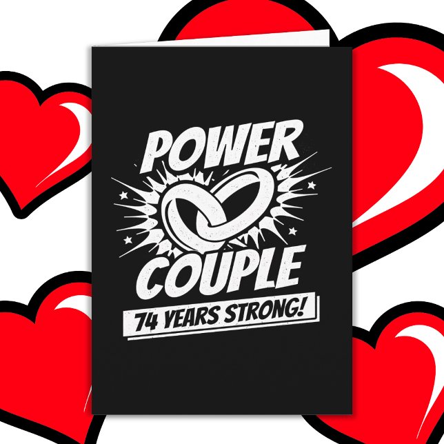 Carte 74 ans Comic Super Power Couple 74e anniversaire (Créateur téléchargé)