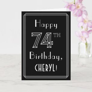Carte 74e anniversaire : Art Déco Style # 74 & Nom perso