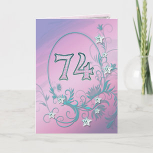Carte 74e anniversaire avec étoiles en diamant