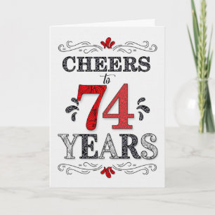 Carte 74e anniversaire Cheers en Motif noir blanc rouge