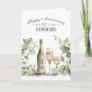 Carte 74e anniversaire de mariage Vin et lierre