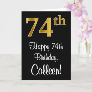 Carte 74e anniversaire ~ Elégant Luxueux Faux Gold Look