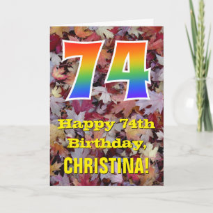 Carte 74e anniversaire; feuilles d'automne rustiques; ar
