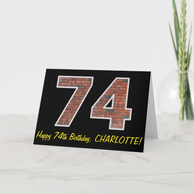 Carte 74e anniversaire - Motif de mur de briques "74" av (Devant)