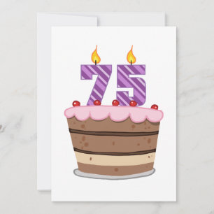 Carte 75 ans sur le gâteau d'anniversaire