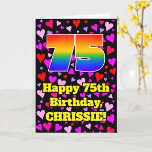 Carte 75e anniversaire : Amour Hearts Motif, Arc-en-ciel