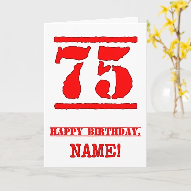 Carte 75e anniversaire : Amusant, Timbre en caoutchouc r (Fleur jaune)