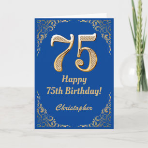 Carte 75e anniversaire Cadre Parties scintillant bleu et