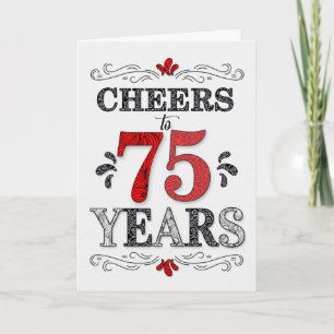 Carte 75e anniversaire Cheers en Motif noir blanc rouge