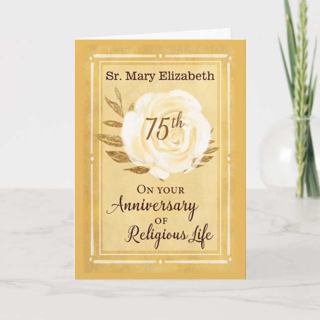 Carte 75e anniversaire de la vie religieuse Nonne Rose b (Devant)