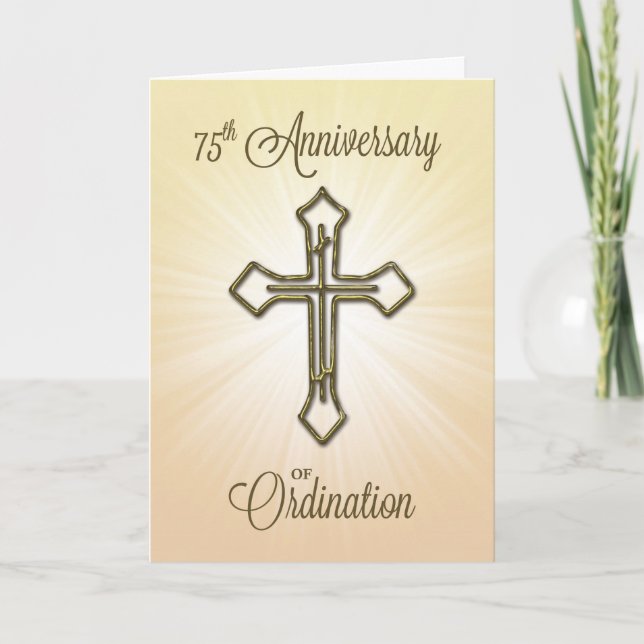 Carte 75e anniversaire de l'ordination, Croix d'or (Devant)