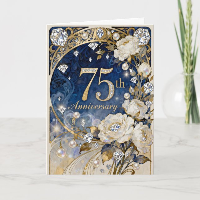 Carte 75e anniversaire de mariage Diamant Fantasy (Devant)
