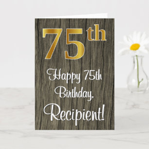 Carte 75e anniversaire : Elégant Faux Gold Look #, Faux 