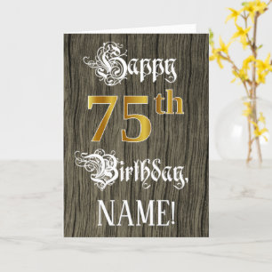 Carte 75e anniversaire : Faux Gold Look + Faux Wood Moti