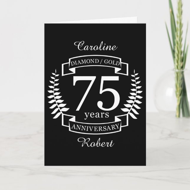 Carte 75e ANNIVERSAIRE Mariage DIAMOND GOLD (Devant)
