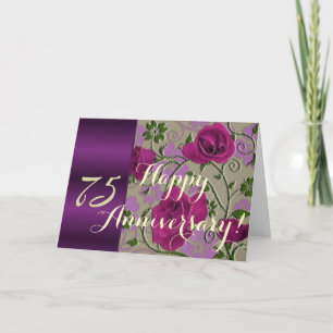 Carte 75e anniversaire mariage roses