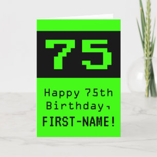 Carte 75e anniversaire : Nerdy / Geeky Style "75" et nom