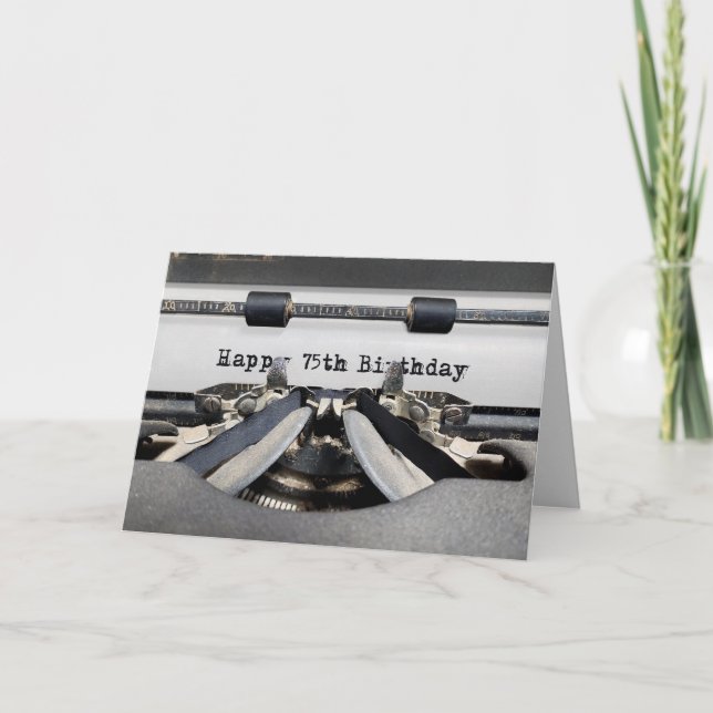 Carte 75e anniversaire Retro Typewriter (Devant)