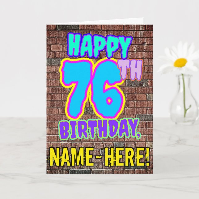 Carte 76e anniversaire - Amusant, Graffiti urbain inspir (Petite plante)