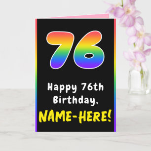 Carte 76e anniversaire : Arc-en-ciel coloré # 76, Nom pe