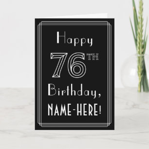 Carte 76e anniversaire : Art Déco Style # 76 & Nom perso