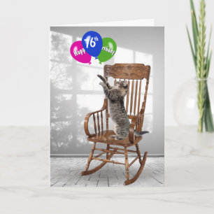 Carte 76e Anniversaire Chat avec Ballons