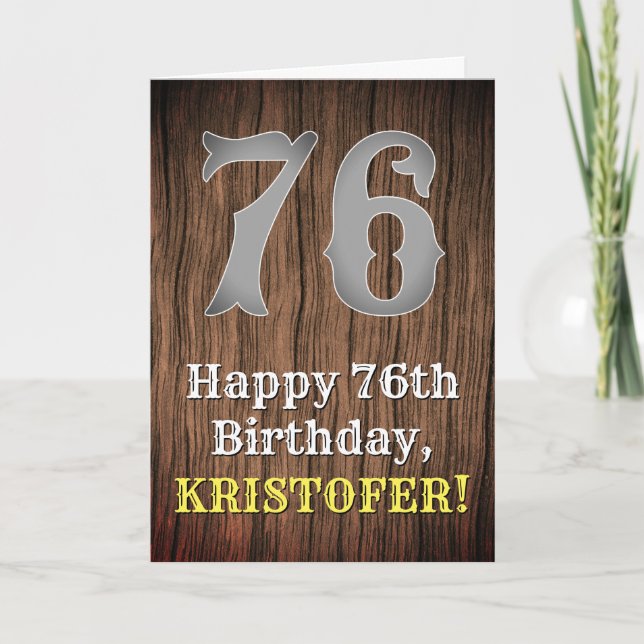 Carte 76e anniversaire : Country Western Inspiré Look, N (Devant)