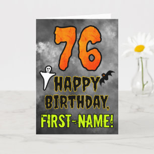 Carte 76e anniversaire : Eerie Halloween Thème + Nom Per