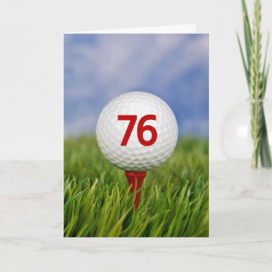 Carte 76e anniversaire Golf Ball on Red Tee