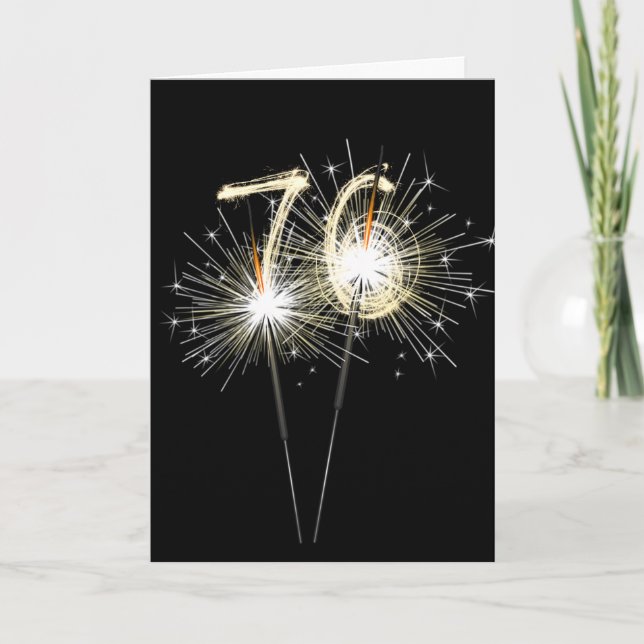 Carte 76e anniversaire Sparklers en noir (Devant)