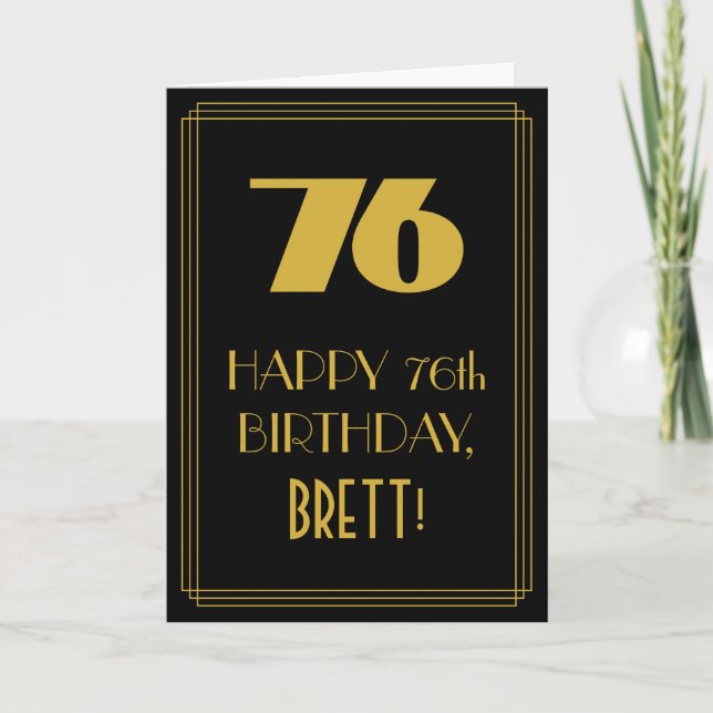 Carte 76e Birthday — Art Deco Inspecred Look 76 & Nom (Devant)
