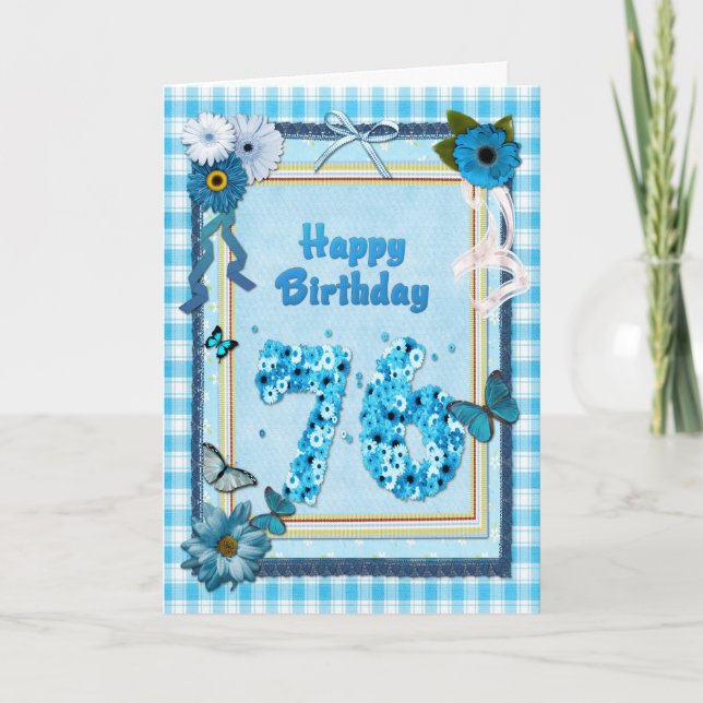 Carte 76e Birthday with a scrapbook effect (Devant)