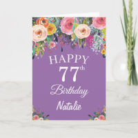 77e anniversaire Aquarelle Florale Fleurs pourpres