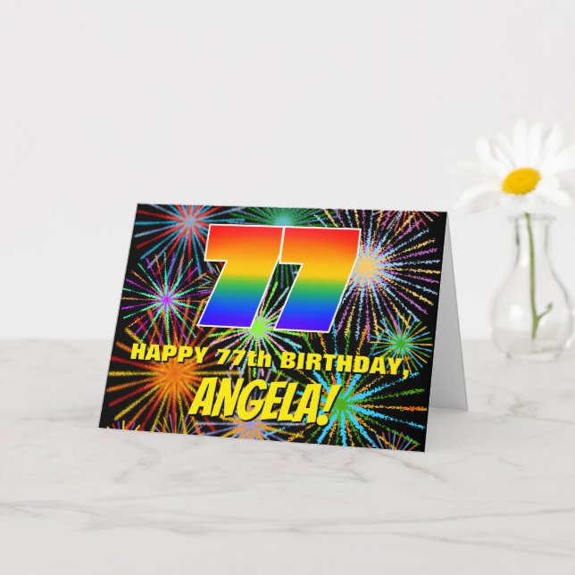 Carte 77e anniversaire : Feu d'artifice festif amusant e (Petite plante)