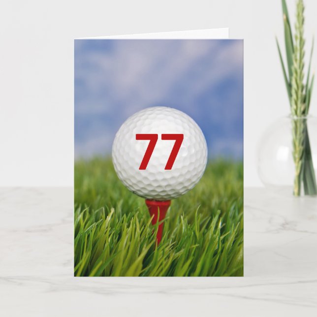 Carte 77e anniversaire Golf Ball on Red Tee (Devant)