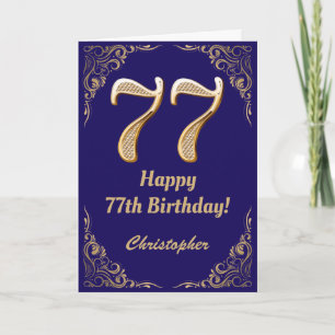 Carte 77e anniversaire Marine Parties scintillant bleu e