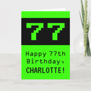 Carte 77e anniversaire : Nerdy / Geeky Style "77" et nom
