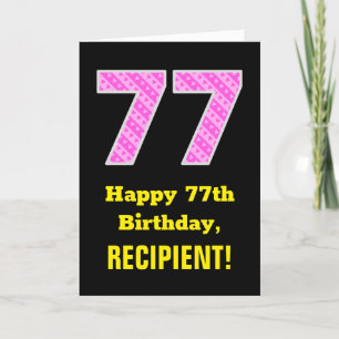 Carte 77ème anniversaire : Pink Stripes and Hearts "77" 