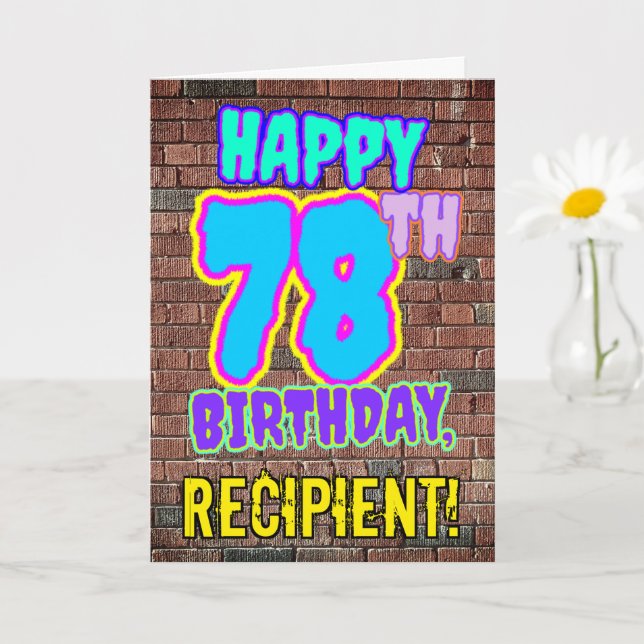 Carte 78e anniversaire - Amusant, Graffiti urbain inspir (Petite plante)