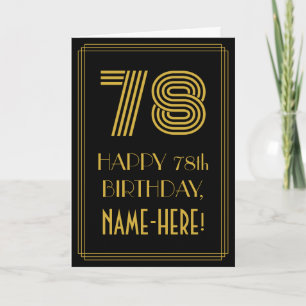 Carte 78e anniversaire : Art Déco Inspiré Look "78" & No
