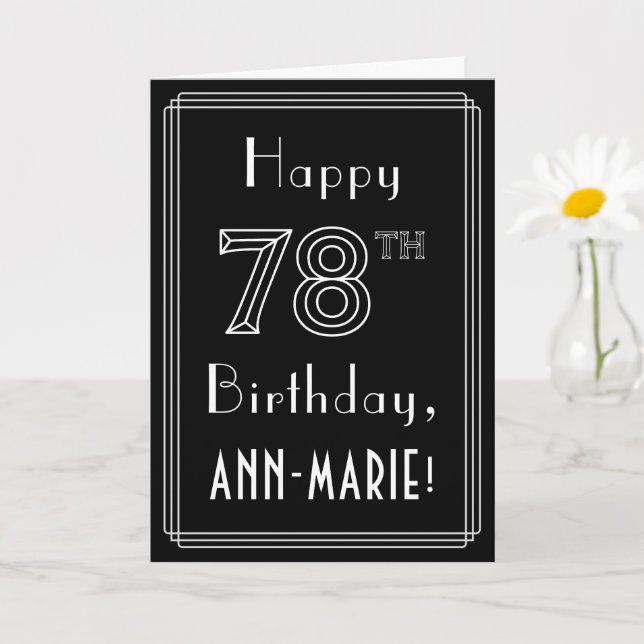 Carte 78e anniversaire : Art Déco Style # 78 & Custom Na (Petite plante)