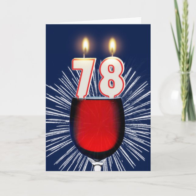 Carte 78e anniversaire avec vin et bougies (Devant)