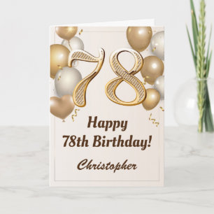 Carte 78e anniversaire Ballons d'or et Confetti Annivers