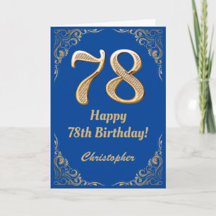 Carte 78e anniversaire Cadre Parties scintillant bleu et