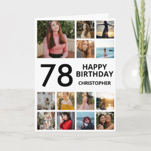 Carte 78e anniversaire Collage photo 13 photos noir blan