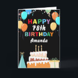 Carte 78e anniversaire du Colorful Balloons Cake Black<br><div class="desc">78e Joyeux anniversaire Colorful Balloons Cake Black with personalized For further customization,  please click the "Customize it" button and use our design tool to modify this template.</div>